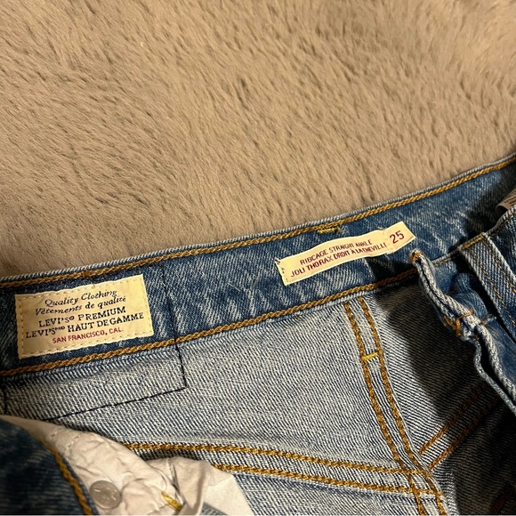 (SOLD) LEVIS Women's Ribcage Straight Joli Thorax Droit Dark Blue Jeans Size 25 - Picture 7 of 7